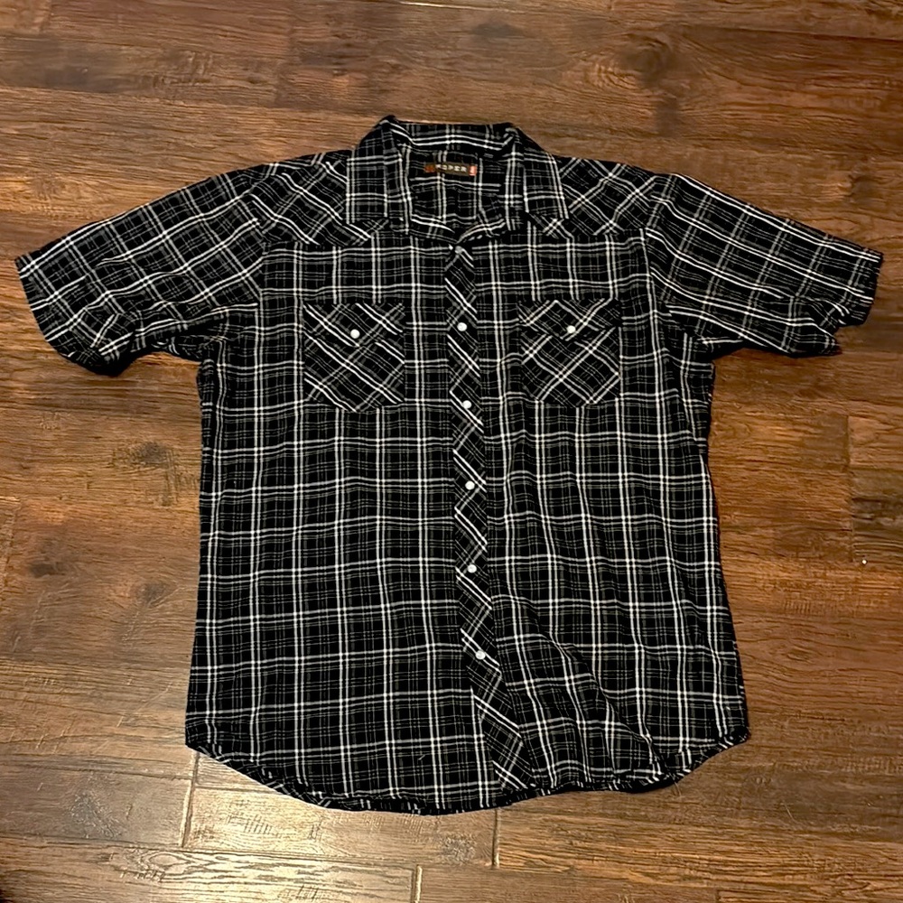 Men's Black Plaid Shirt